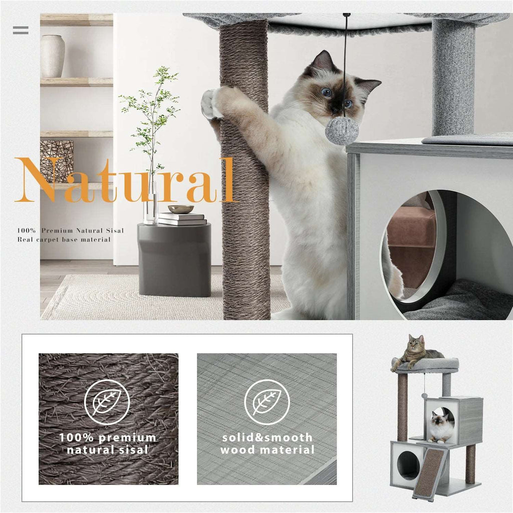 Wooden Cat Tower | Stylish Multi-Level Design